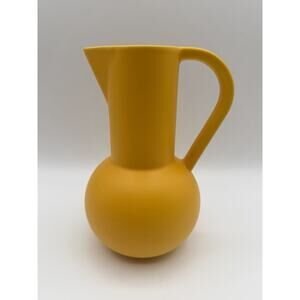 Raawii Strom Yellow Matte Glazed Earthenware Pitcher Jug Vase 8” Portugal